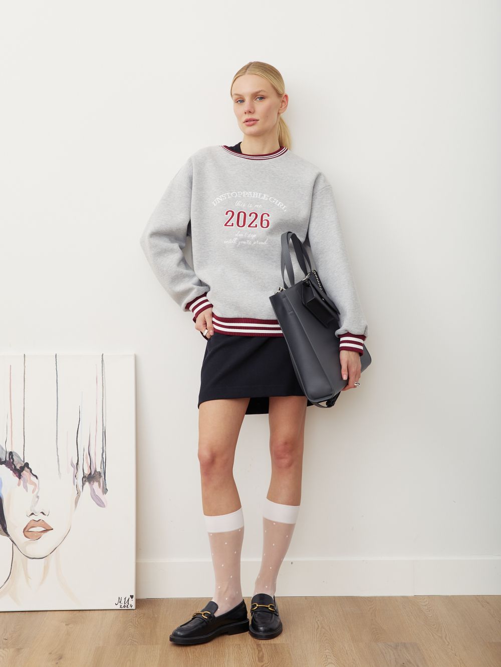 СВИТШОТ «UNSTOPPABLE GIRL» СЕРЫЙ МЕЛАНЖ