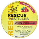Bach, Rescue®, пастилки для снятия стресса природным способом, со вкусом клюквы, 35 пастилок