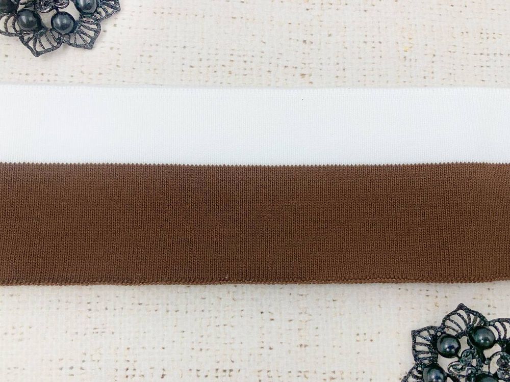 Подвязы трикотажные, р. 120×6,5 см, белый с коричневым