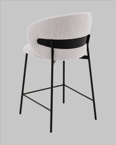 Полубарный стул Blaze 60 см, светло-серое букле, черные ножки