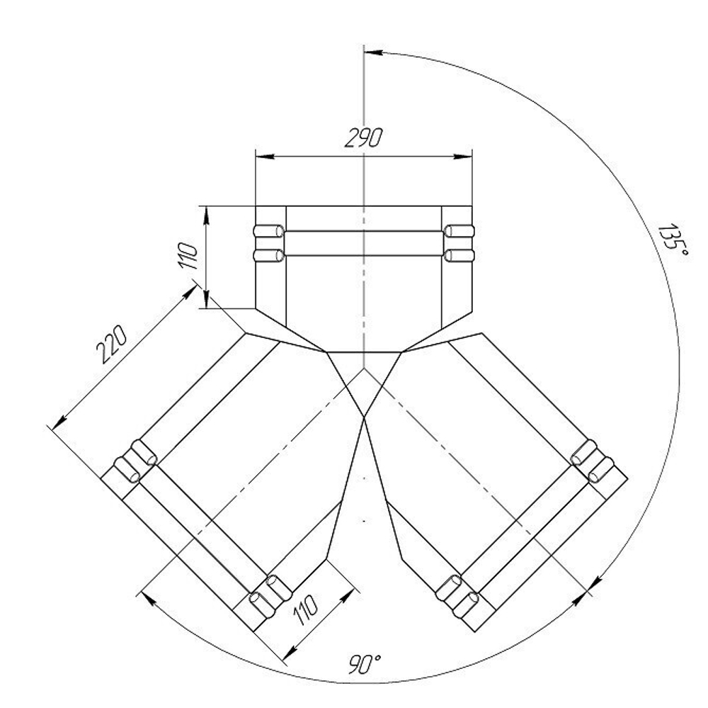 Тройник Y-образный для полукруглого конька Grand Line Pe Ral 3005