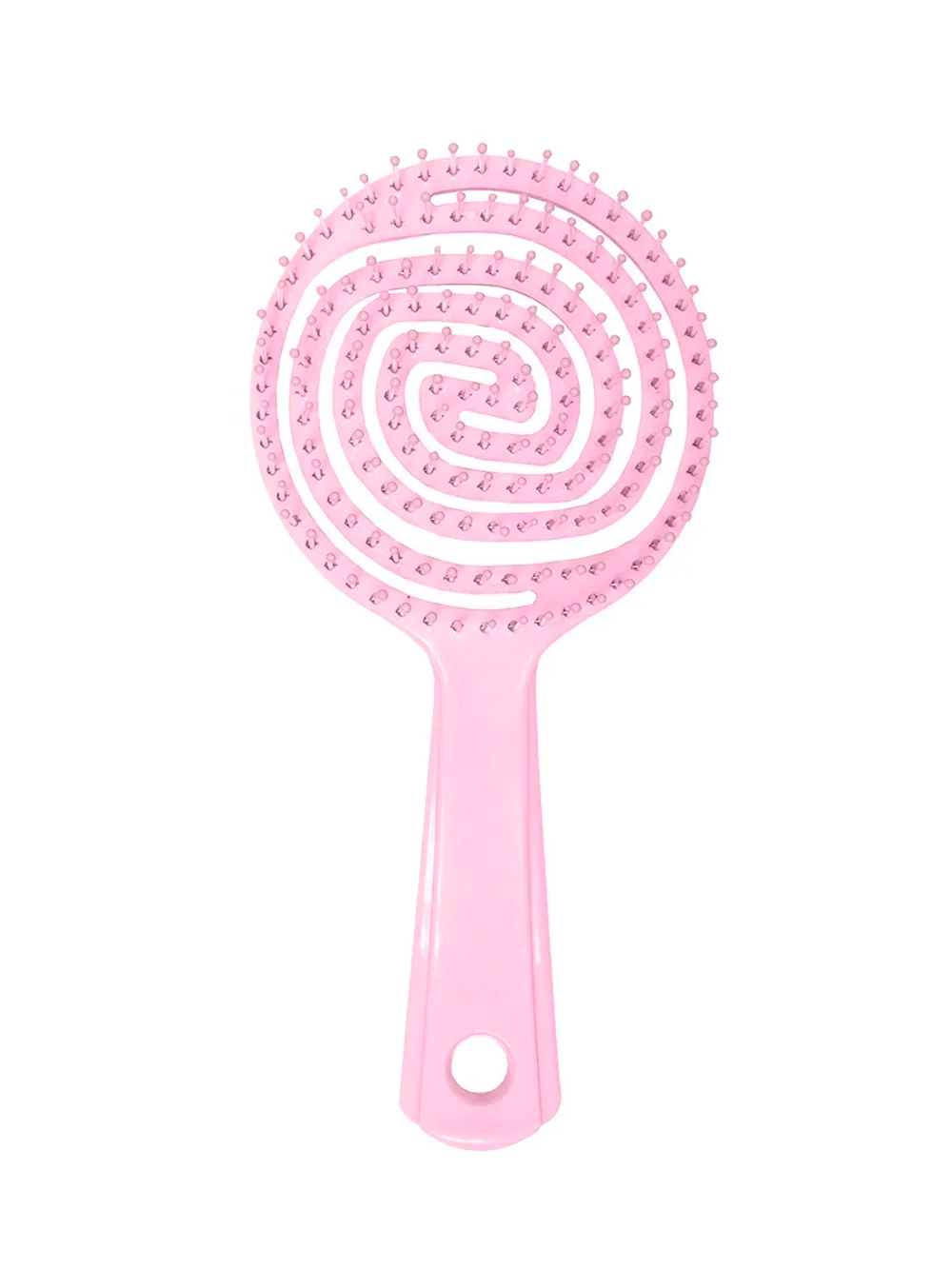 [Solomeya] Мини-расческа для распутывания волос в ФОРМЕ ЛЕДЕНЦА РОЗОВАЯ Lollipop Shaped Mini Detangling Hair Brush Pink, 1шт