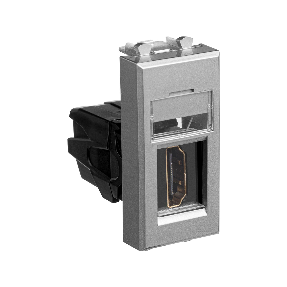 HDMI розетка модульная, тип А-А, "Avanti",  "Закаленная сталь", 1 модуль