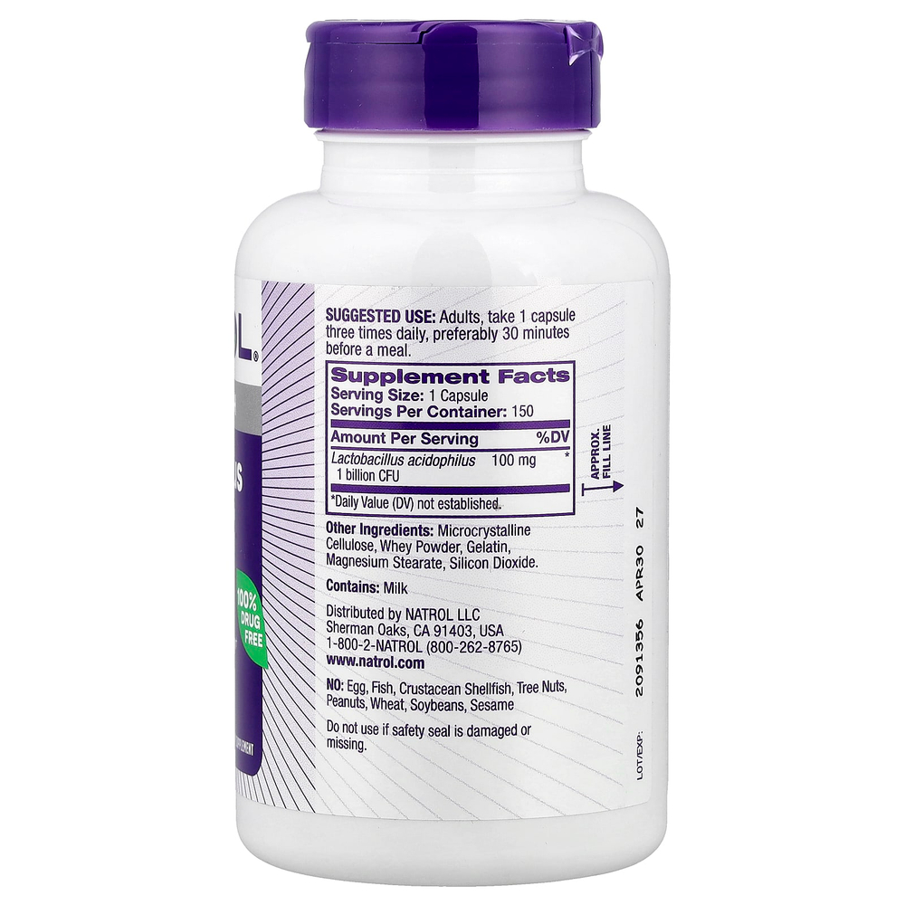Natrol, Пробиотик Acidophilus , 1 млрд., 150 капсул