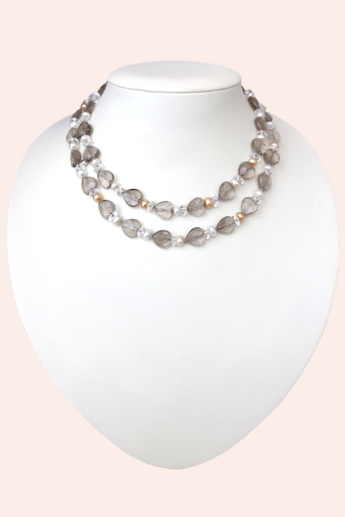 бусы из раухтопаза Жемчужная дымка