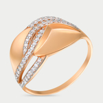 Женское кольцо из розового золота 585 пробы с фианитами (арт. 71224)