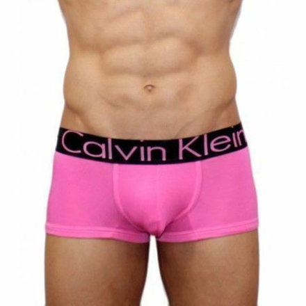 Мужские трусы боксеры розовые с черной резинкой Calvin Klein Black Waistband Pink (Модал)