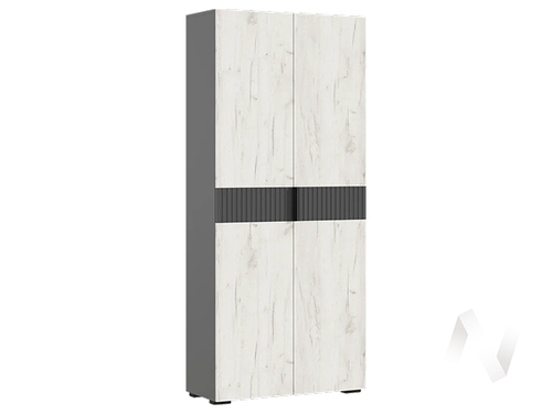 Шкаф 2-х ств. (800) МС Роджина (графит/графит софт; дуб крафт белый)