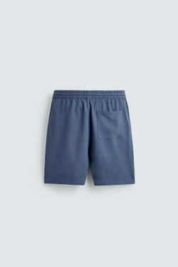 ZARA БЕРМУДЫ RELAXED FIT ИЗ ВИСКОЗЫ И ЛЬНА, ГОЛУБОЙ