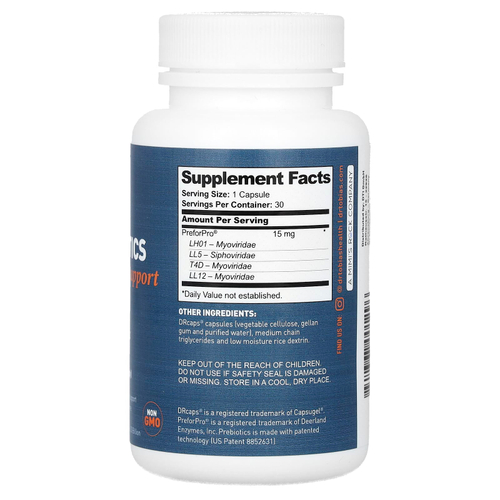 Dr. Tobias, Пребиотики, поддержка пищеварения, 15 мг, 30 капсул