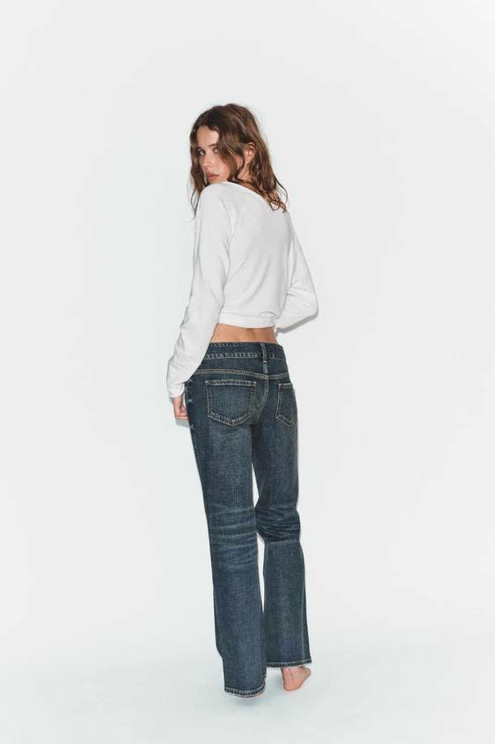 ZARA ДЖИНСЫ TRF BOOTCUT С НИЗКОЙ ПОСАДКОЙ, СИНИЙ