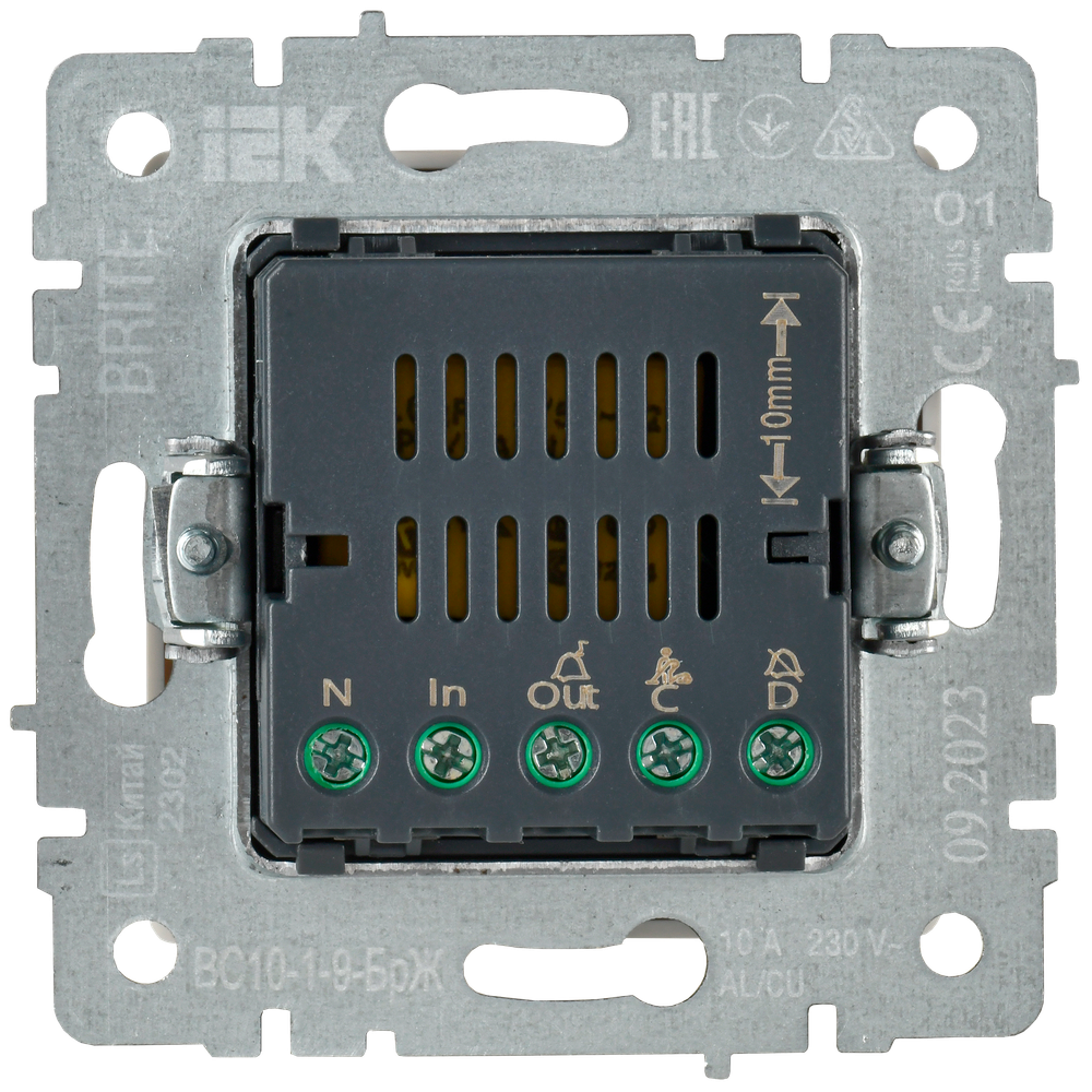 BRITE Кнопка звонка с индикацией для отелей 10А ВС10-1-9-БрЖ жемчуг IEK