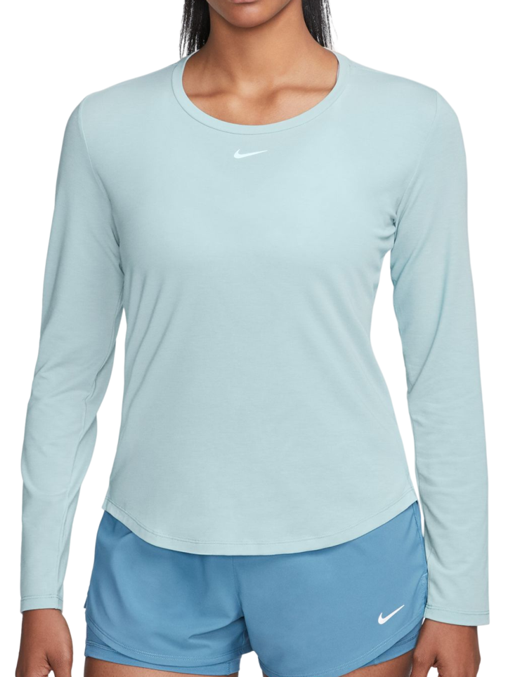 Женская теннисная футболка (dł. Рукава) Nike Dri-Fit One Luxe Lon Sleeve Top - ocean bliss/reflective silver