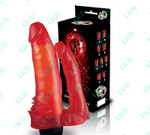 Двойной красный гелевый вибромассажер, 12 см.