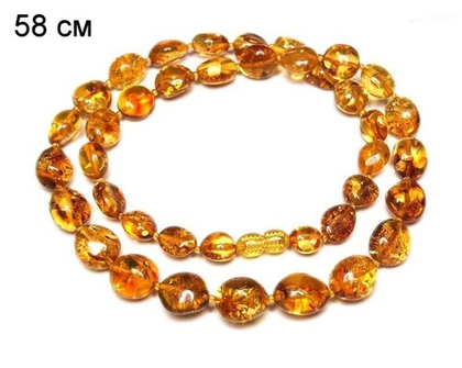 Бусы из натурального янтаря коньячного цвета (7919)