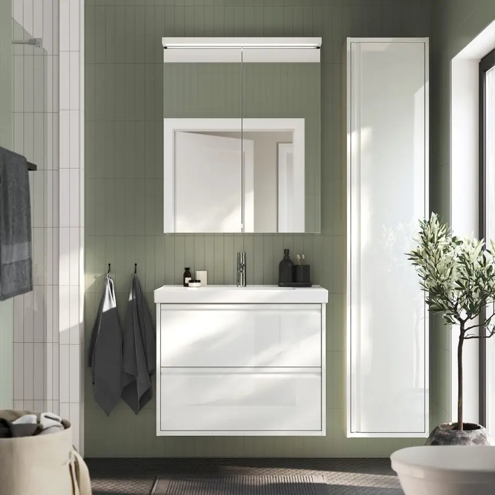 Тумба для ванной - ÄNGSJÖN / ORRSJÖN /АNGSJОN/ ORRSJОN  IKEA/ ЭНГСЬЕН / ОРРСЬЕН  ИКЕА,  82х70 см , белый