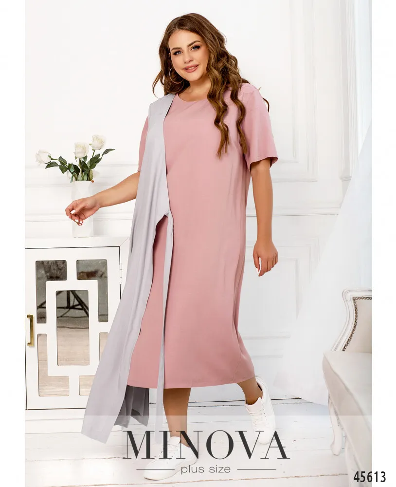 Платье 2288Б-пудра-серый Minova
