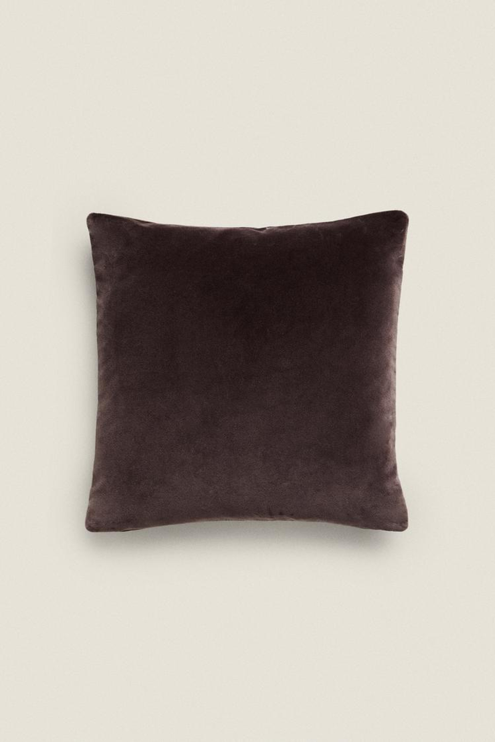 ZARA HOME БАРХАТНЫЙ ЧЕХОЛ ДЛЯ ДЕКОРАТИВНОЙ ПОДУШКИ, ШОКОЛАДНЫЙ