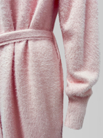 Комплект JN 5276 пушистый из платья миди и кардигана с поясом в комплекте