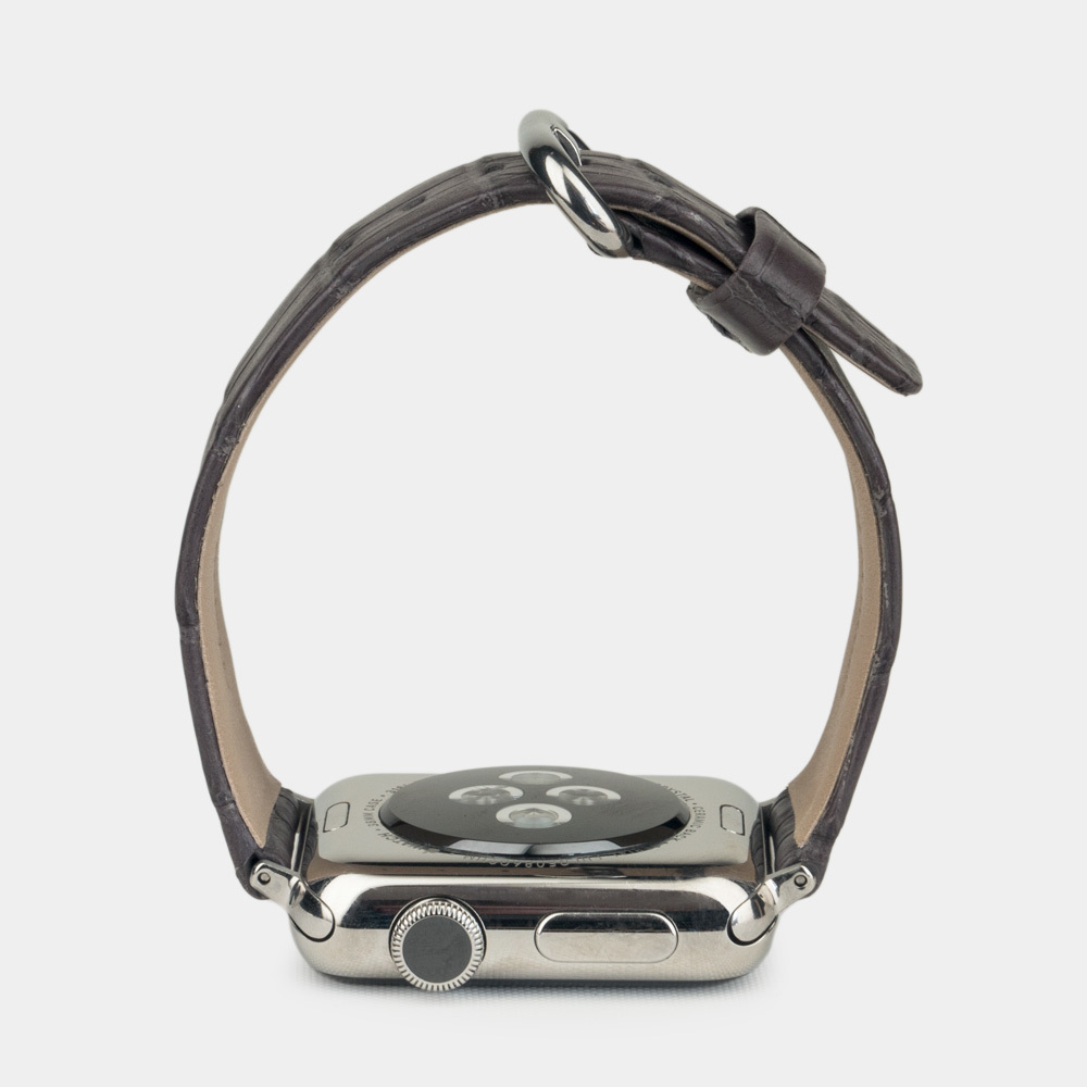 Ремешок для Apple Watch 40/41mm ST Classic из кожи крокодила, серого цвета