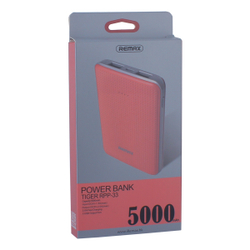 Аккумулятор внешний универсальный Remax RPP33-5000 mAh Tiger Power bank (2 USB: 5V-2.0A) Pink Розовый