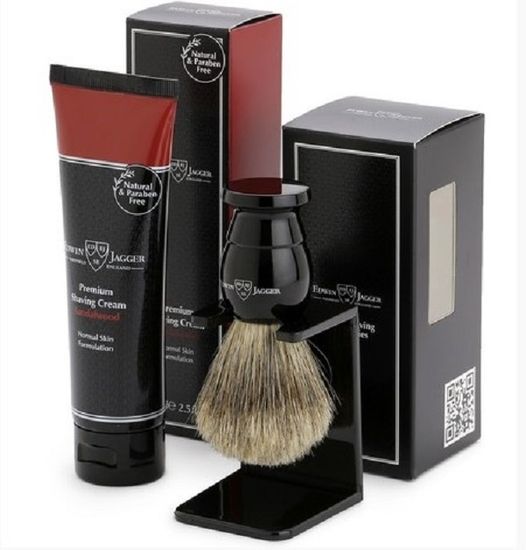 Подарочный набор Edwin Jagger, помазок из ворса барсука + крем для бритья, GS214SCSWT