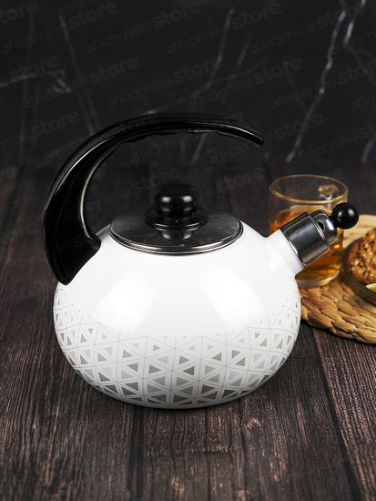 Чайник 2,5 л. эмалированный со свистком Kamille KM 1037 с черной бакелитовой ручкой
