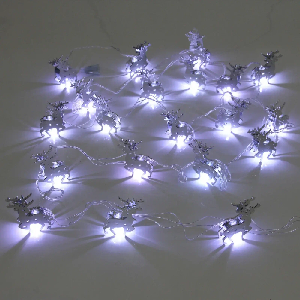 Гирлянда для дома «Серебряный олень» 4м 20 ламп LED, 6*4 см прозр.пров.,1 реж, IP-20, Белый (возможность соединения)