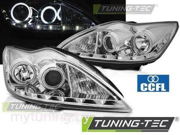 Передние фары Angel Eyes для Ford Focus II (08-11) CCFL хромированные