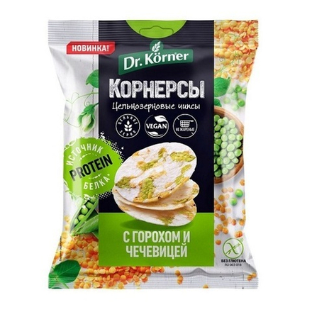 Dr.Korner хлебцы кукурузно-рисовые с горошком и чечевицей,50 гр