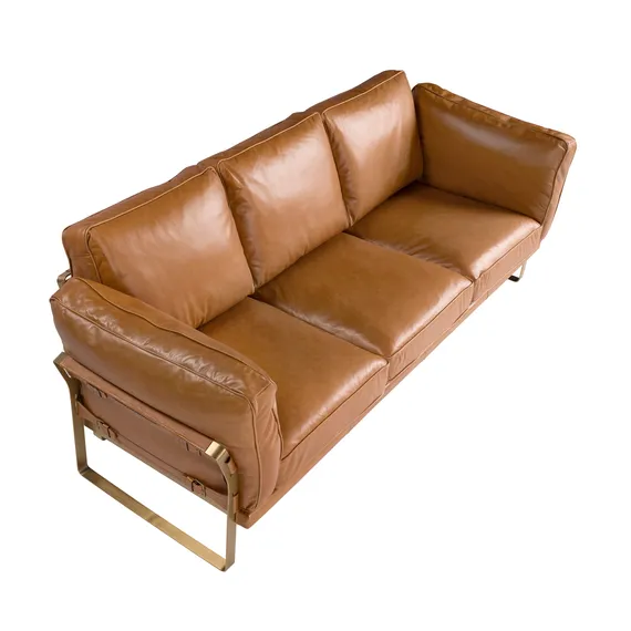 Трехместный диван Angel Cerda 6230 из кожи цвета Camel