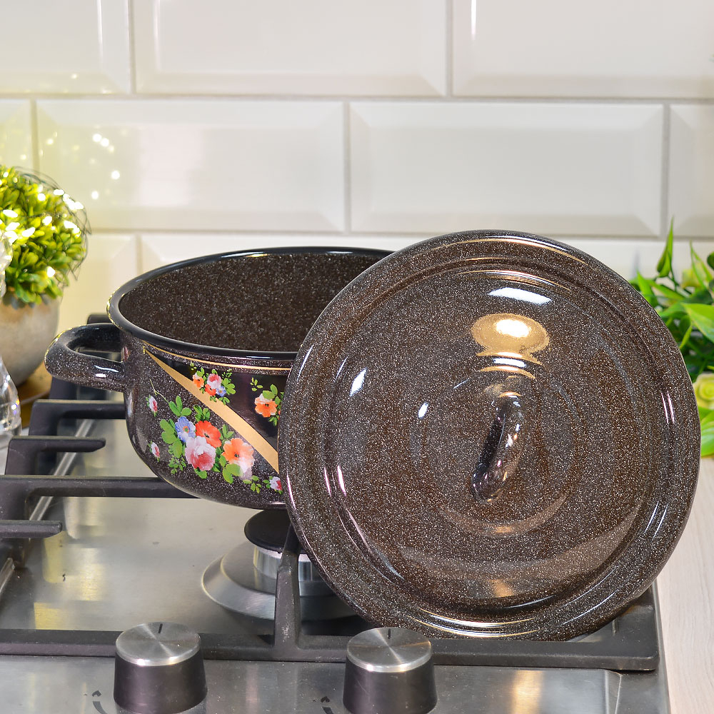 Кастрюля 1,45л "Красава" коричневый гранит с рисунком