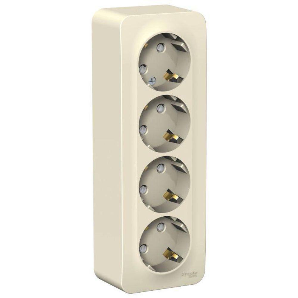 Розетка 4-м ОП Blanca 16А IP20 250В с заземл. защ. шторки с изолир. пластиной молоч. SE BLNRA011412 Розетка 4-м ОП Blanca 16А IP20 250В с заземл. защ. шторки с изолир. пластиной молоч. SE BLNRA011412