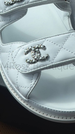 Женские сандалии Chanel Dad в белом цвете на липучках