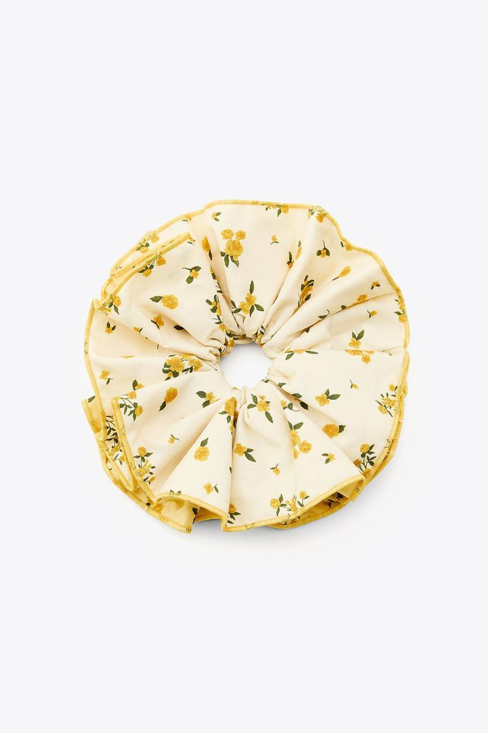 ZARA БОЛЬШАЯ РЕЗИНКА ДЛЯ ВОЛОС С ЦВЕТОЧНЫМ ПРИНТОМ, ЖЕЛТЫЙ