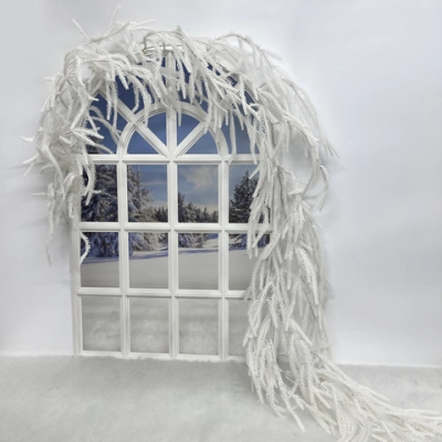 Гирлянда хвойная «Лесные лапки» 2,7 м резина (65 веток), Белый