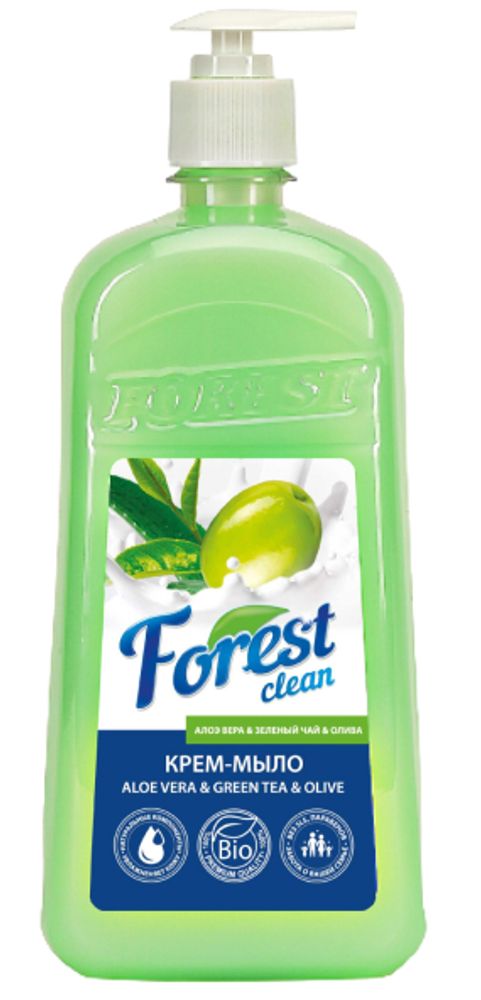 Forest Clean крем-мыло “Алоэ вера, зеленый чай и олива” 1л