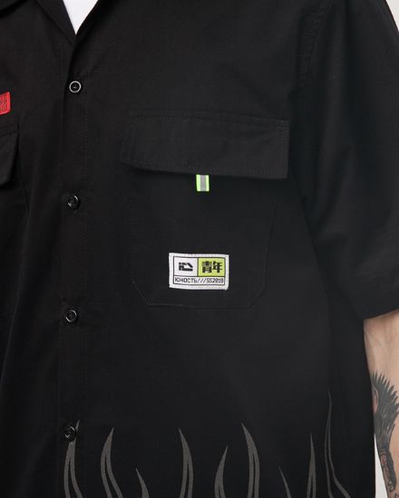 Рубашка с коротким рукавом ЮНОСТЬ Запрещено - рефлектив Горчичный