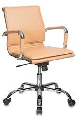 Кресло руководителя Бюрократ Ch-993-Low светло-коричневый эко.кожа низк.спин. крестов. металл хром