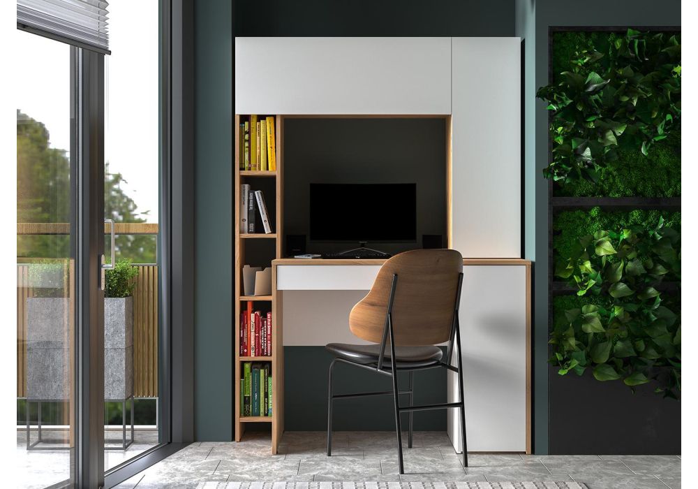 Письменный стол Комфорт 12.71 116,7х60,2х165,4 дуб золотой craft / белая аляска