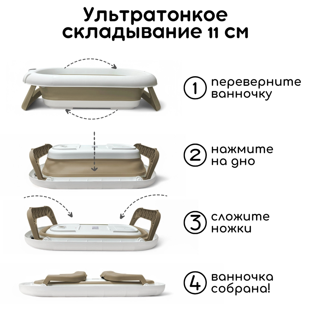 Ванна детская Bubago Felice со сливом, термометром, матрасиком бежевый