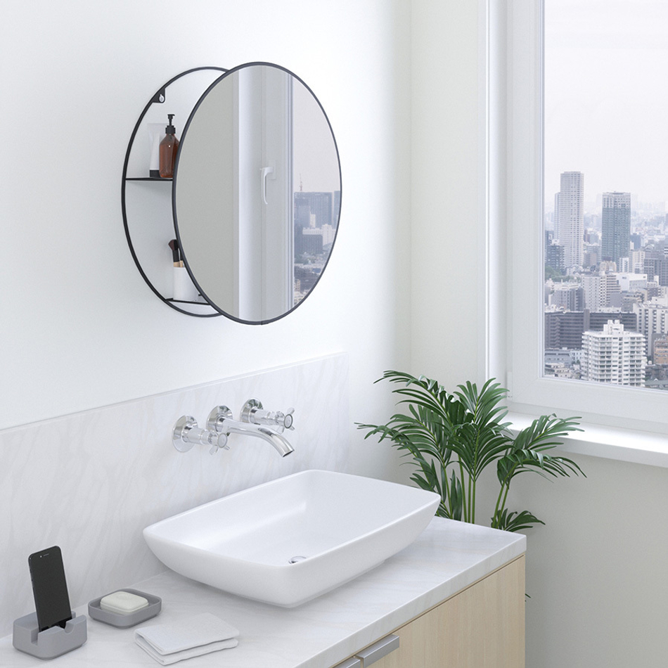 Зеркало настенное Cirko D50 см чёрное, Umbra