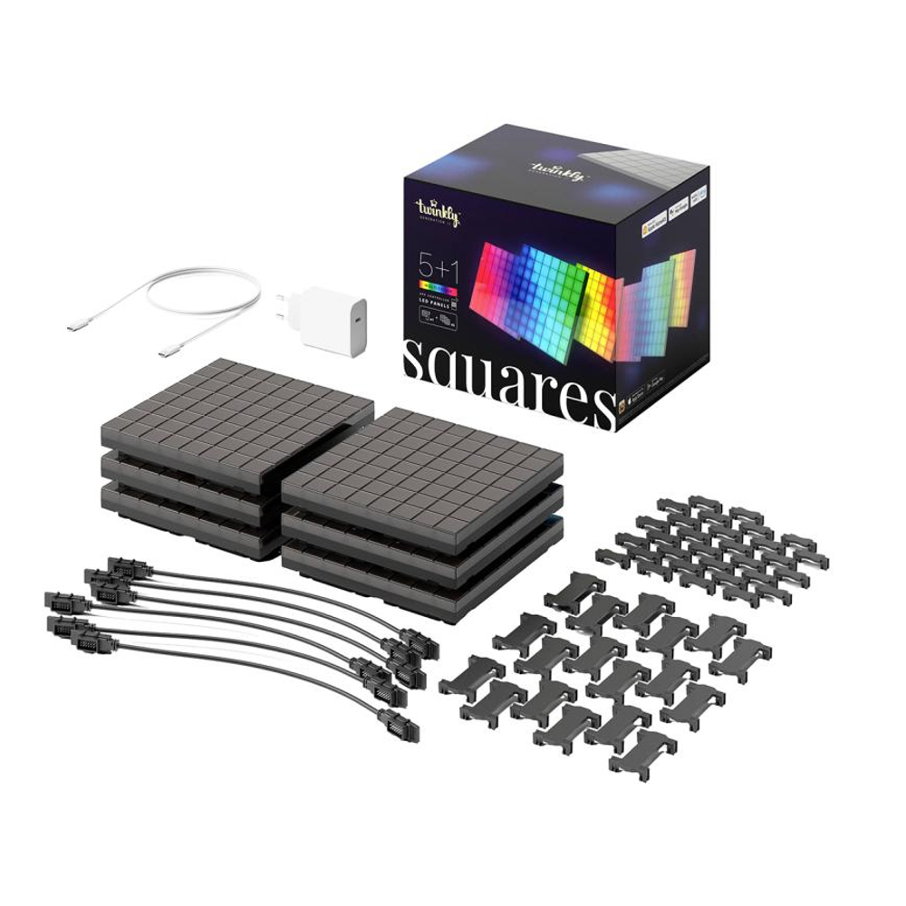 Умная светодиодная панель Twinkly Squares, RGB (6 шт.) Generation II