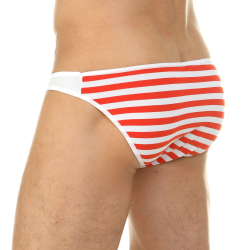 Мужские трусы слипы белые в оранжевую полоску сзади Cosmos Colors FM20_WO