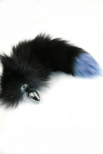 Малая серебряная пробочка из алюминия с пушистым хвостом (Цвет: серебряный, черный, серый, синий)