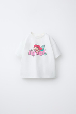 ZARA ФУТБОЛКА С ПРИНТОМ АРИЭЛЬ ПРИНЦЕССЫ © DISNEY, БЕЛЫЙ