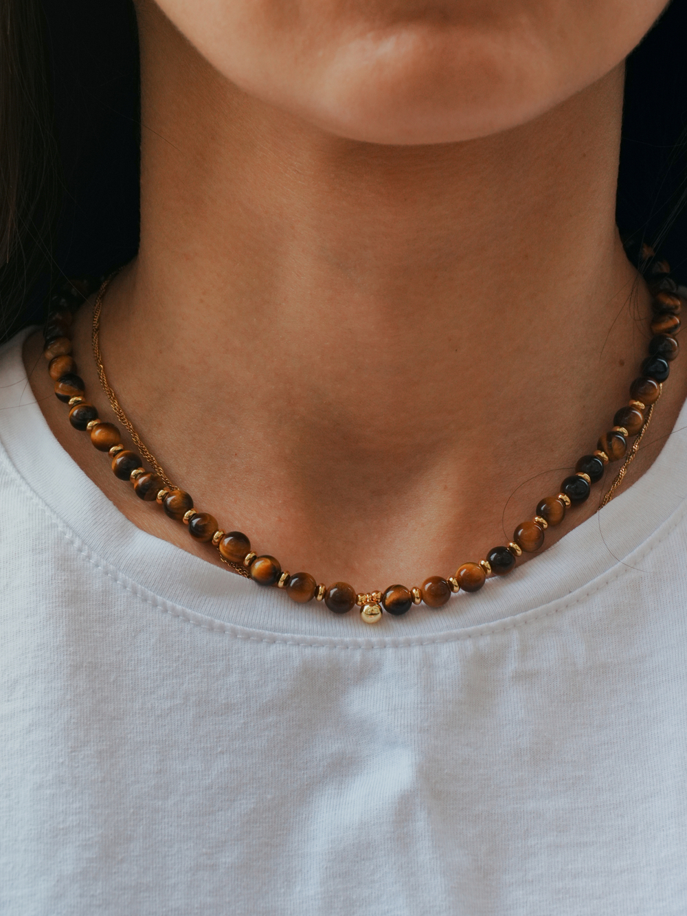 Чокер - Бусы из натурального камня тигровый глаз