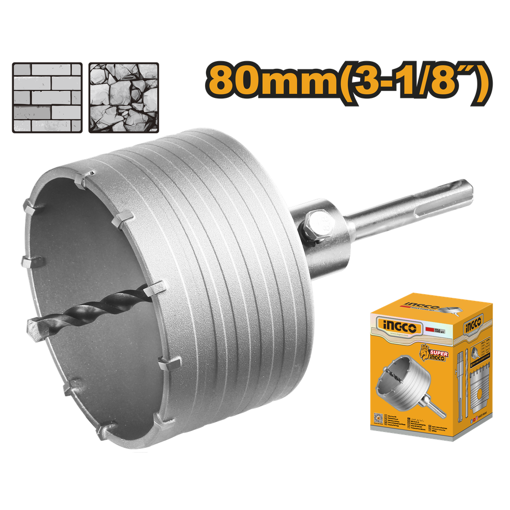 Коронка по бетону SDS-Plus 80 мм INGCO HCB0801