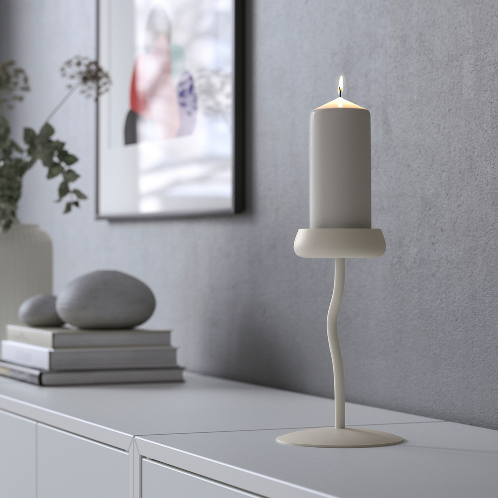 IKEA SILVERPÄRON  (ИКЕА СИЛВЕРПÄРОН)  -  Подсвечник в виде колонны, белый, 20 см