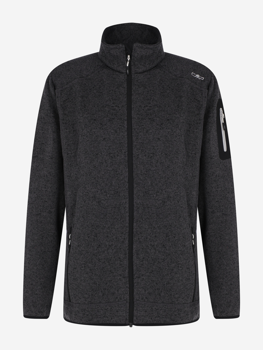 Толстовка флисовая CMP Men's mélange knit-tech heavy fleece, артикул 3H60747N, цвет Nero-Glacier (44UE)